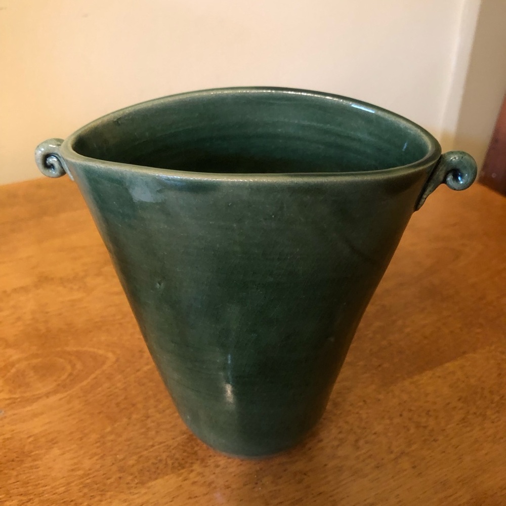 Vintage beautifully glazed  Green Vase MCM Art Pottery